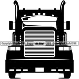 Transportation Truck Black Color Design Element Commercial Vehicle Move Moving Business Company Logo Tractor Trailer Big Rig 18 Wheeler Truck Driver Trucker Trucking Shipping Transport Cargo Vector Clipart SVG