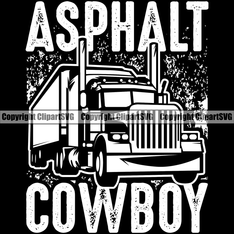 Transportation Truck Asphalt Cowboy Text Black Color Design Element Vehicle Move Moving Business Company Logo Wheeler Truck Driver Trucker Trucking Shipping Transport Cargo Haul Hauler Delivery Clipart SVG