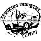 Transportation Truck Delivery Tractor Trailor Text Trucker Trucking Shipping Transport Cargo Vehicle Move Moving Business Company Logo Clipart SVG