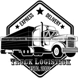 Transportation Truck Delivery Tractor Trailor Text Design 2002 Trailer Big Rig 18 Wheeler Truck Driver Trucker Trucking Shipping Transport Haul Hauler Delivery Company Logo Vector Clipart SVG