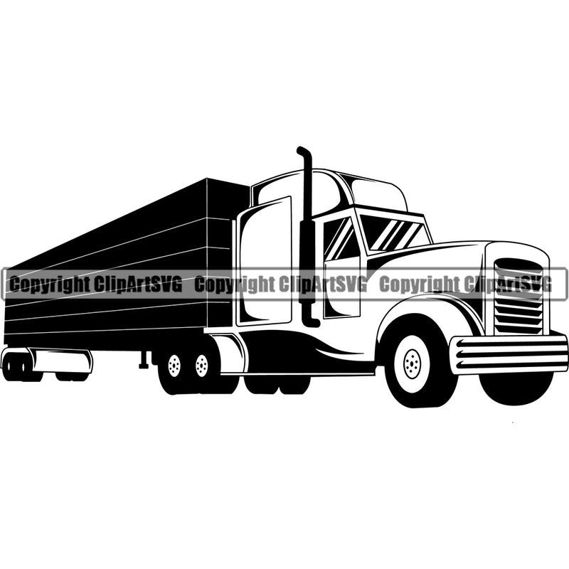 Transportation Truck Delivery Tractor Trailor Design Vehicle Move Moving Business Company Logo Haul Hauler Wheeler Truck Driver Trucker Trucking Shipping Transport Cargo Vector Clipart SVG