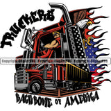 Transportation Truck Driver Backbone Of America Text Color Design Trailer Big Rig 18 Wheeler Truck Driver Trucker Trucking Shipping Transport Cargo Vector Commercial Vehicle Move Moving Business Company Logo Clipart SVG