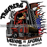 Transportation Truck Driver Backbone Of America Text Design Trailer Big Rig 18 Wheeler Truck Driver Trucker Trucking Shipping Transport Vector Haul Hauler Delivery Business Company Logo Clipart SVG