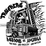 Transportation Truck Driver Backbone Of America Text Design Trailer Big Rig 18 Wheeler Truck Driver Trucker Trucking Shipping Transport Cargo Vector Commercial Vehicle Move Moving Business Company Logo Clipart SVG