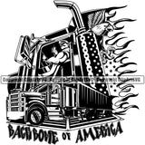 Transportation Truck Driver Backbone Of America Text Color Design Hauler Delivery Trailer Big Rig 18 Wheeler Truck Driver Trucker Trucking Shipping Transport Cargo Vector Commercial Vehicle Move Moving Business Company Logo Clipart SVG