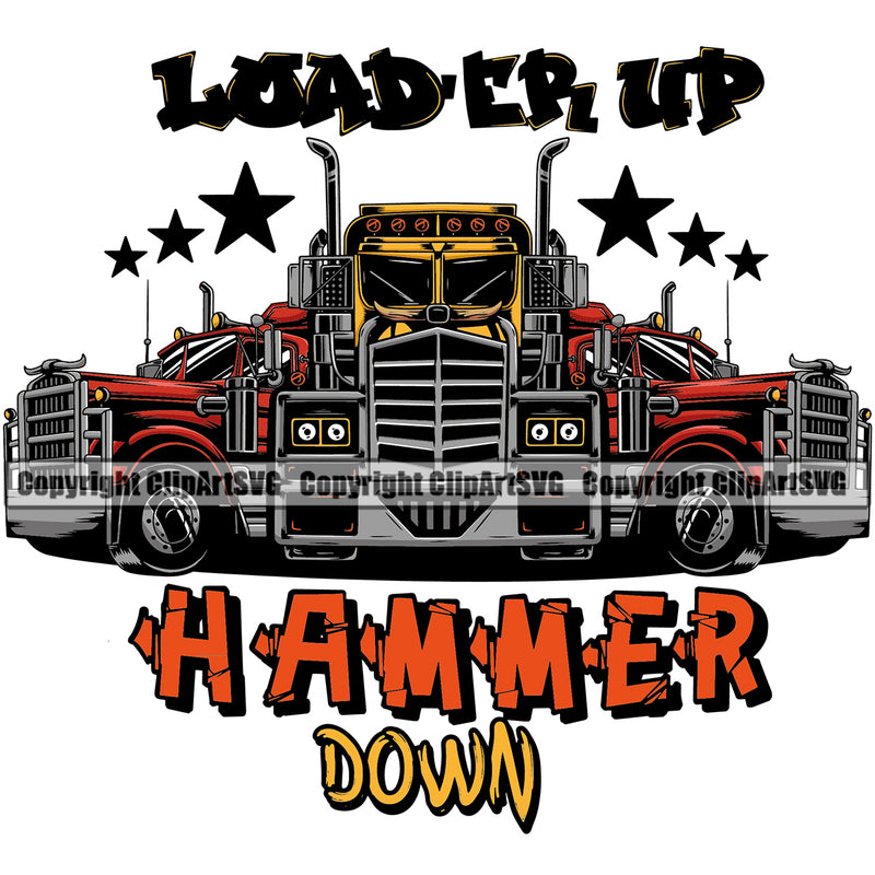 Transportation Truck Driver Hammer Down Color Design Element Commercial Vehicle Move Moving Business Company Logo Wheeler Truck Driver Trucker Trucking Shipping Transport Cargo Clipart SVG