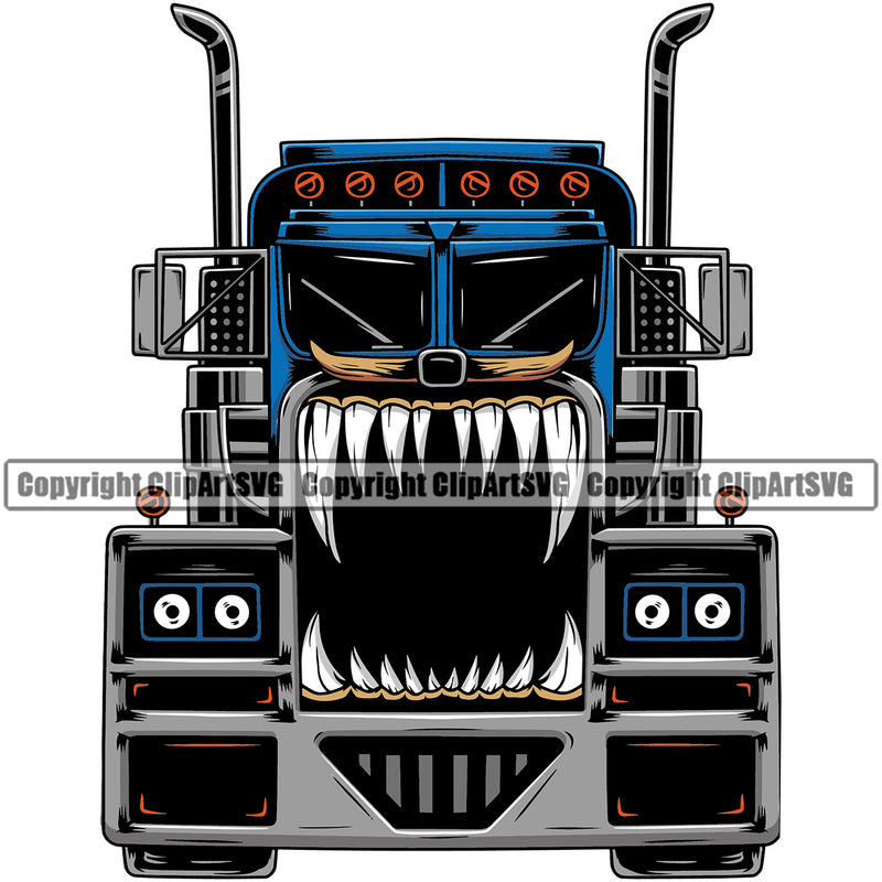 Transportation Truck Driver Load Er Up Color Design Commercial Vehicle Move Moving Business Company Logo Semi Tractor Trailer Big Rig 18 Wheeler Truck Driver Trucker Trucking Shipping Clipart SVG