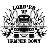 Transportation Truck Driver Load Commercial Vehicle Move Moving Business Semi Tractor Trailer Big Rig 18 Wheeler Truck Driver Trucker Trucking Shipping Transport Vector Clipart SVG