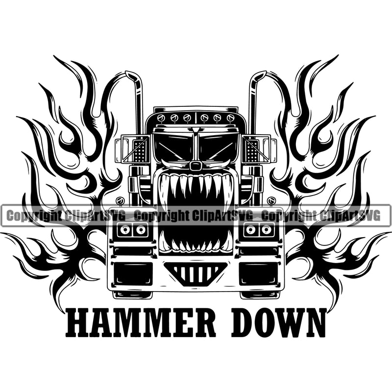 Transportation Truck Driver Load Er Up Big Rig 18 Wheeler Driver Trucker Design Commercial Vehicle Move Moving Business Company Logo Tractor Trailer Trucking Shipping Clipart SVG