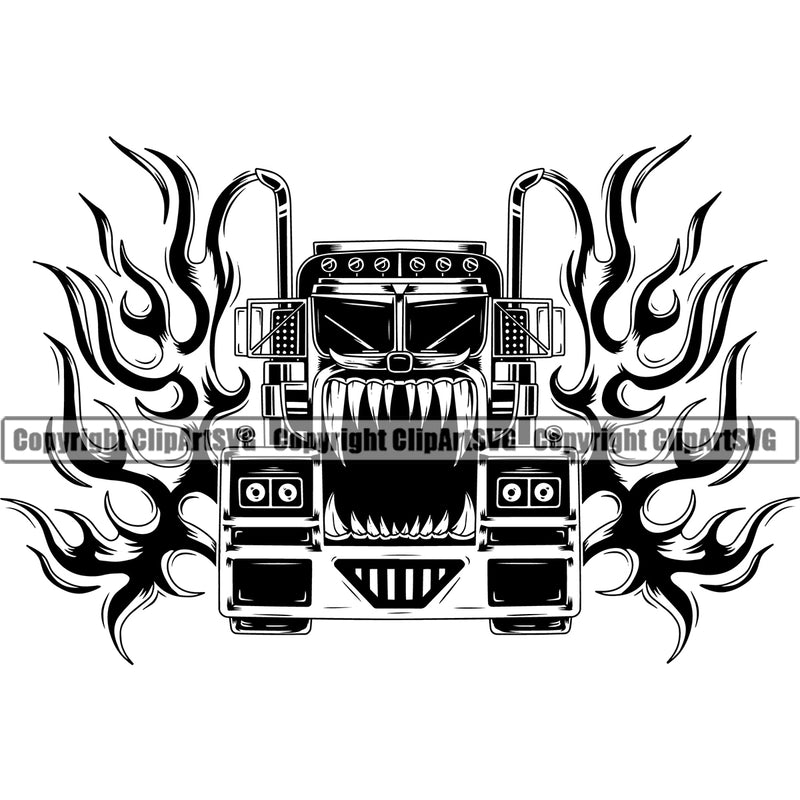 Transportation Truck Driver Load Er Up Danger Design Trailer Big Rig 18 Wheeler Truck Driver Trucker Trucking Shipping Transport Cargo Haul Hauler Delivery Vector Clipart SVG