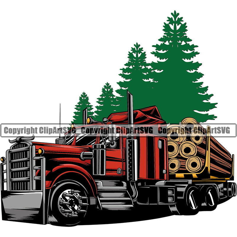 Transportation Truck Driver Lumber Color 18 Wheeler Truck Driver Trucker Trucking Shipping Transport Cargo Vehicle Move Moving Company Logo Design Element Trailer Big Rig  Business Clipart SVG
