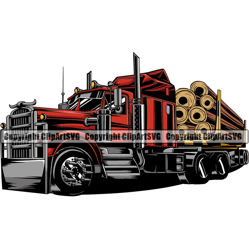 Transportation Truck Driver Lumber Color Design Element Trailer Big Rig 18 Wheeler Truck Driver Trucker Move Business Company Logo Trucking Shipping Transport Cargo Vehicle Clipart SVG