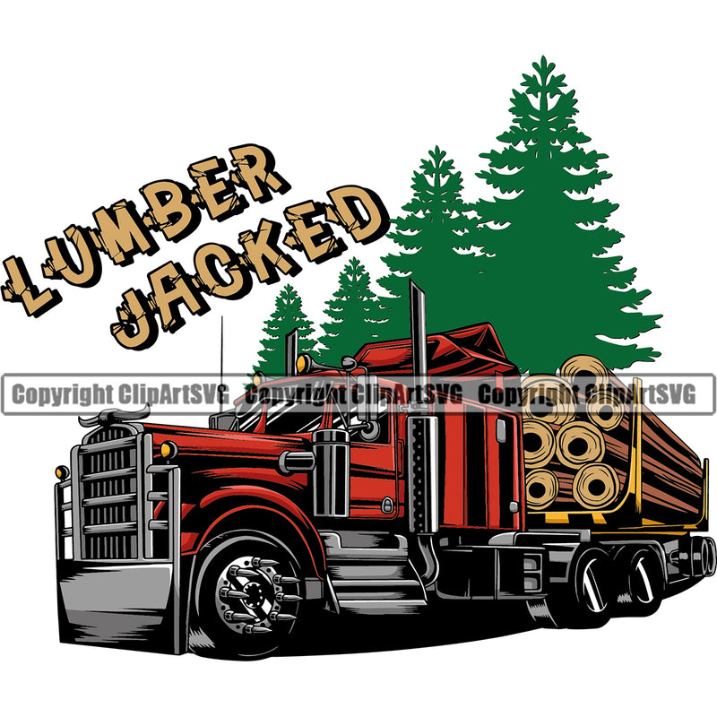 Transportation Truck Driver Lumber Color Design Element Trailer Big Rig 18 Wheeler Truck Driver Trucker Trucking Shipping Transport Cargo Vehicle Move Moving Business Company Logo Clipart SVG