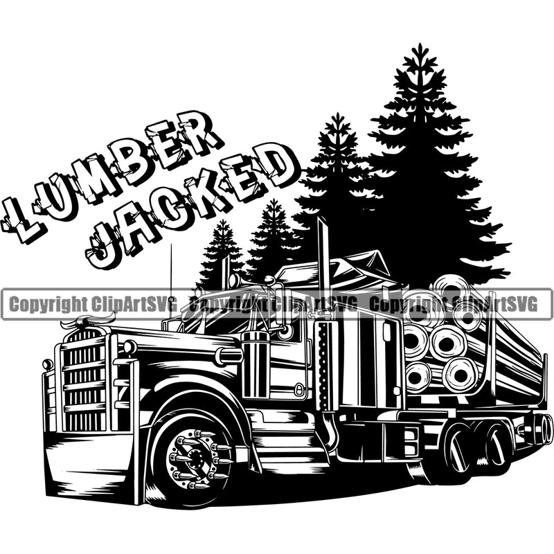 Transportation Truck Driver Lumber Design Element Big Rig 18 Wheeler Truck Driver Trucker Trucking Shipping Transport Move Moving Business Company Logo Hauler Delivery Clipart SVG