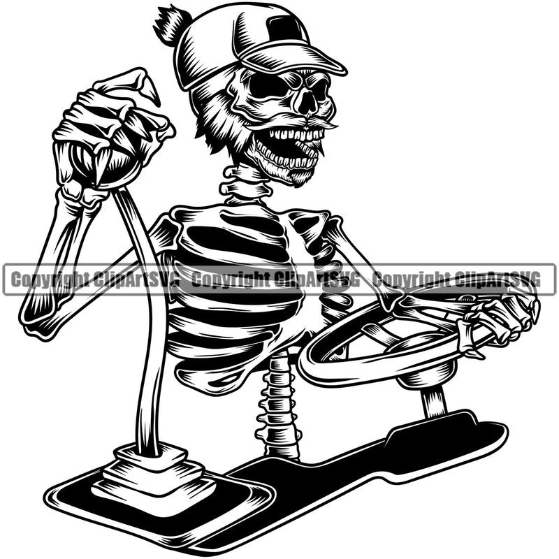 Transportation Truck Driver Skull Design Element Skeleton Vector Haul Hauler Delivery Wheeler Truck Driver Trucker Trucking Shipping Transport Cargo Moving Business Company Logo Vector Clipart SVG