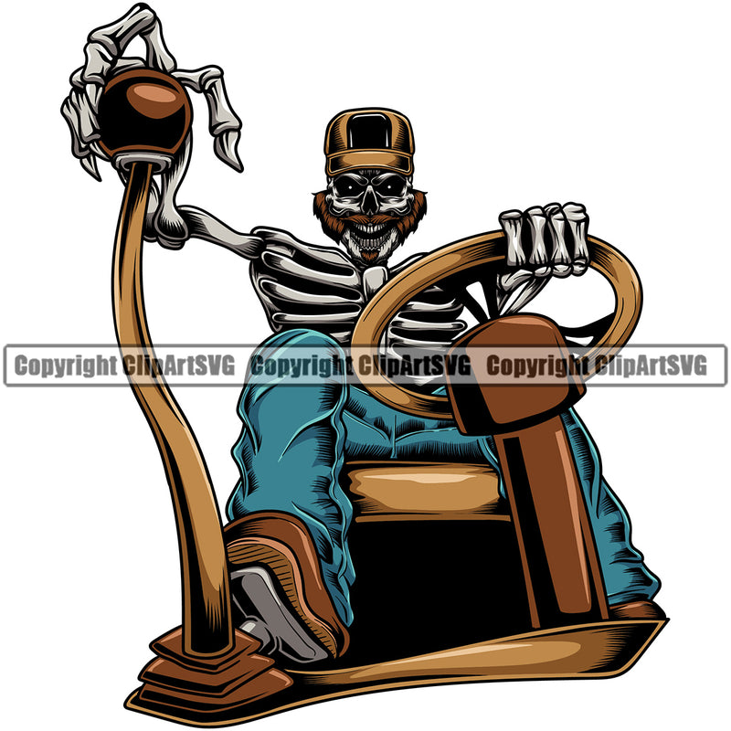 Transportation Truck Driver Skull Color Skeleton Vector Body Vehicle Move Moving Business Company Logo Driver Trucker Trucking Shipping Transport Cargo Clipart SVG