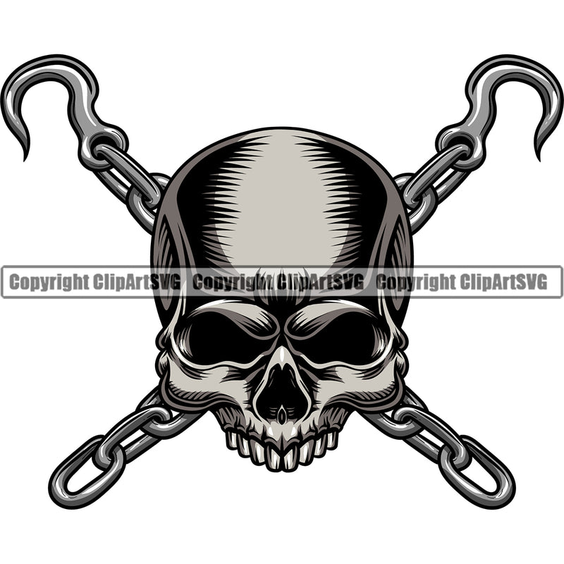 Transportation Truck Driver Skull Black Color Vector Design Element Tow Truck Chain Hook Driver Towing Car Truck Semi Haul Hauler Delivery Transport Trailer Repair Auto Emergency Business Company Logo Clipart SVG
