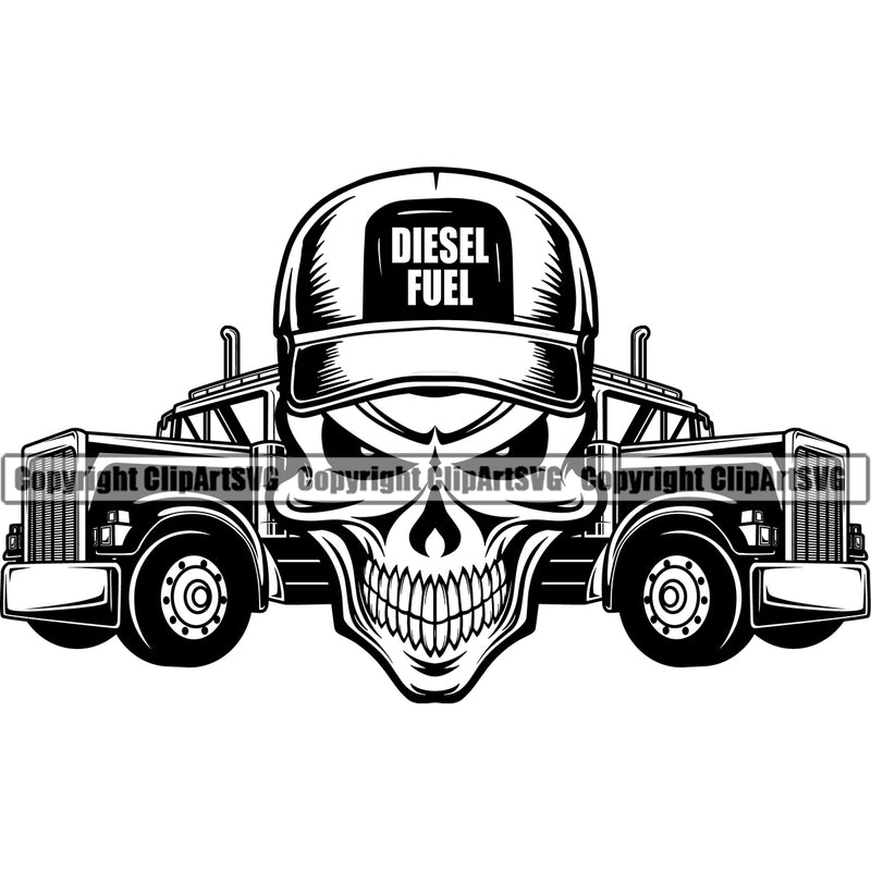 Transportation Truck Driver Skull Skeleton Design Vehicle Move Moving Business Company Logo Trailer Big Rig 18 Wheeler Truck Driver Trucker Trucking Shipping Transport Cargo Haul Hauler Delivery Clipart SVG