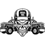 Transportation Truck Driver Skull Skeleton Design Vehicle Move Moving Business Company Logo Trailer Big Rig 18 Wheeler Truck Driver Trucker Trucking Shipping Transport Cargo Haul Hauler Delivery Clipart SVG
