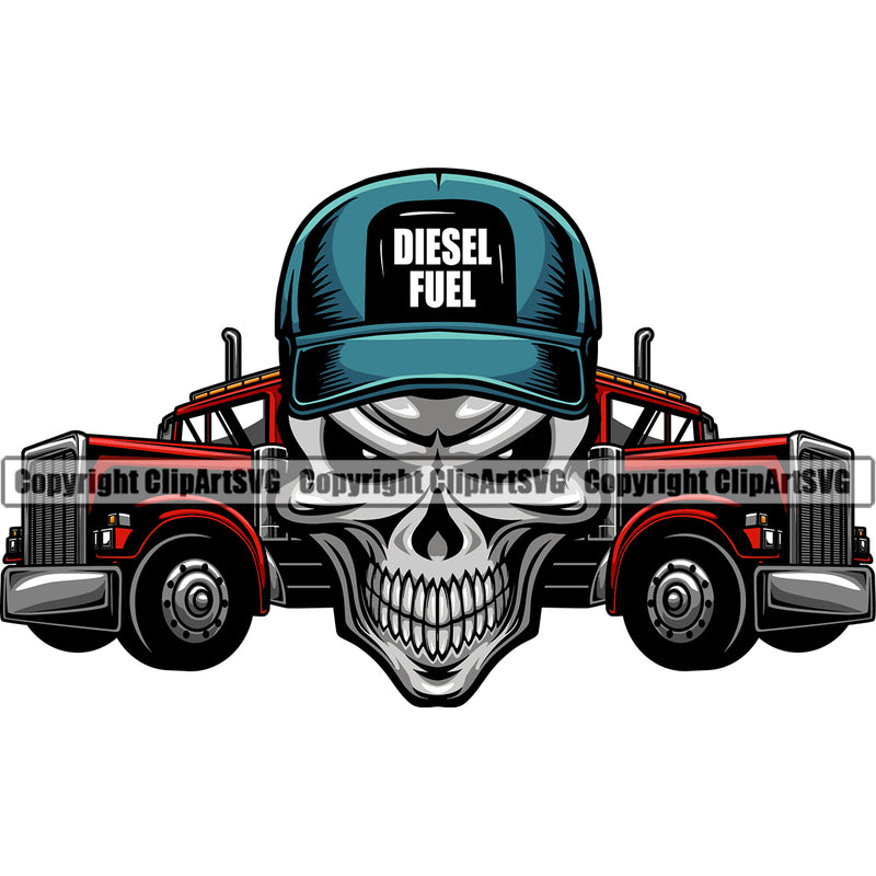 Transportation Truck Driver Skull Design Skeleton Vector Commercial Vehicle Move Moving Business Company Logo Big Rig 18 Wheeler Truck Driver Trucker Trucking Shipping Transport Cargo Vector Clipart SVG