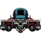 Transportation Truck Driver Skull Color Skeleton Design Commercial Vehicle Move Moving Business Company Logo Hauler Delivery Driver Trucker Trucking Shipping Transport Cargo Semi Clipart SVG