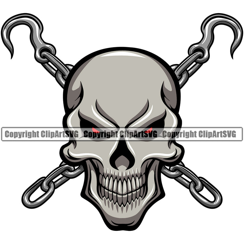 Transportation Truck Driver Skull Chain Hook Vector Color Design Element Tow Truck Business Company Logo Driver Towing Car Truck Semi Haul Vehicle Repair Auto Emergency Clipart SVG