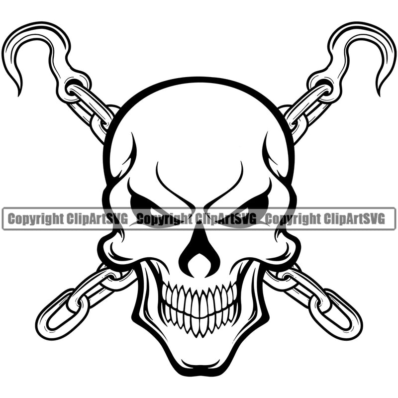 Transportation Truck Driver Skull Chain Hook Vector Color Design Tow Truck Driver Towing Car Truck Semi Haul Hauler Trailer Transportation Vehicle Repair Business Company Clipart SVG