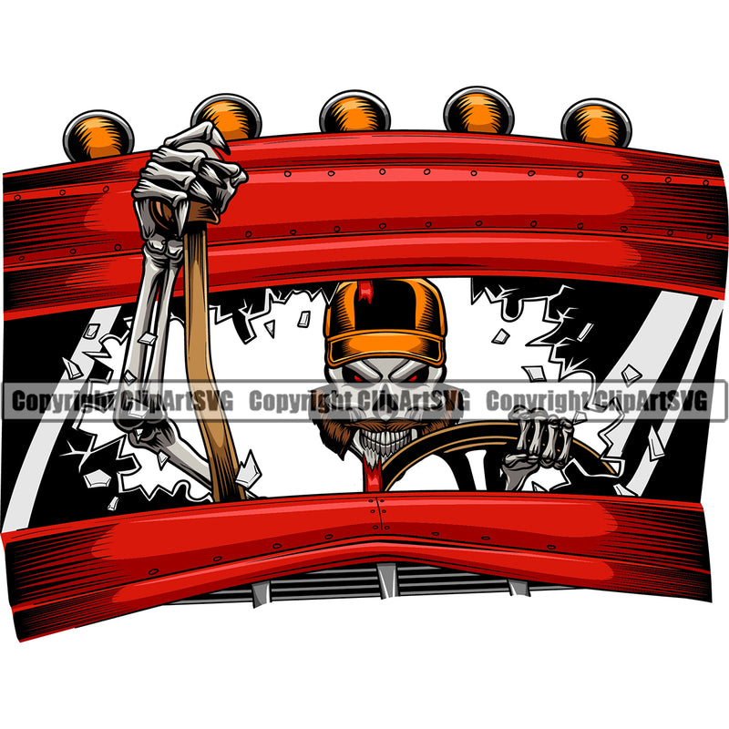 Transportation Truck Driver Skull Vector Skeleton Design Vehicle Move Moving Business Company Logo Wheeler Truck Driver Trucker Trucking Shipping Transport Cargo Clipart SVG