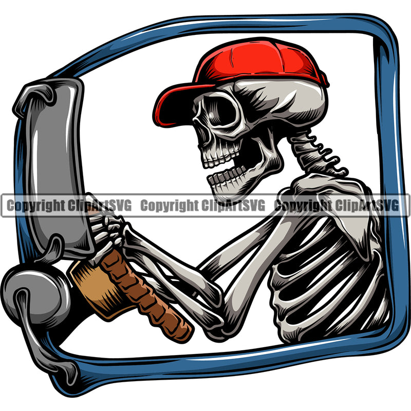 Transportation Truck Driver Skull Color Head Skeleton Design Element Truck Driver Trucker Trucking Shipping Transport Cargo Commercial Vehicle Move Moving Business Company Logo Vector Clipart SVG