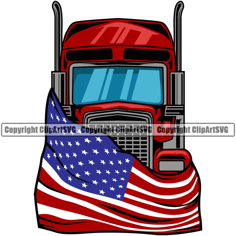 Transportation Truck Flag Grill Color Design Element Vehicle Move Moving Business Company Logo Wheeler Truck Driver Trucker Trucking Shipping Transport Hauler Vector Clipart SVG