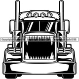 Transportation Truck Grill Teeth Design Element Big Rig 18 Wheeler Truck Driver Trucker Trucking Shipping Transport Cargo Hauler Hauler Clipart SVG