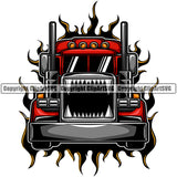 Transportation Truck Grill Teeth Vehicle Move Moving Business Company Logo Semi Tractor Trailer Big Rig 18 Wheeler Truck Driver Trucker Haul Hauler Delivery Transportation Vector Clipart SVG