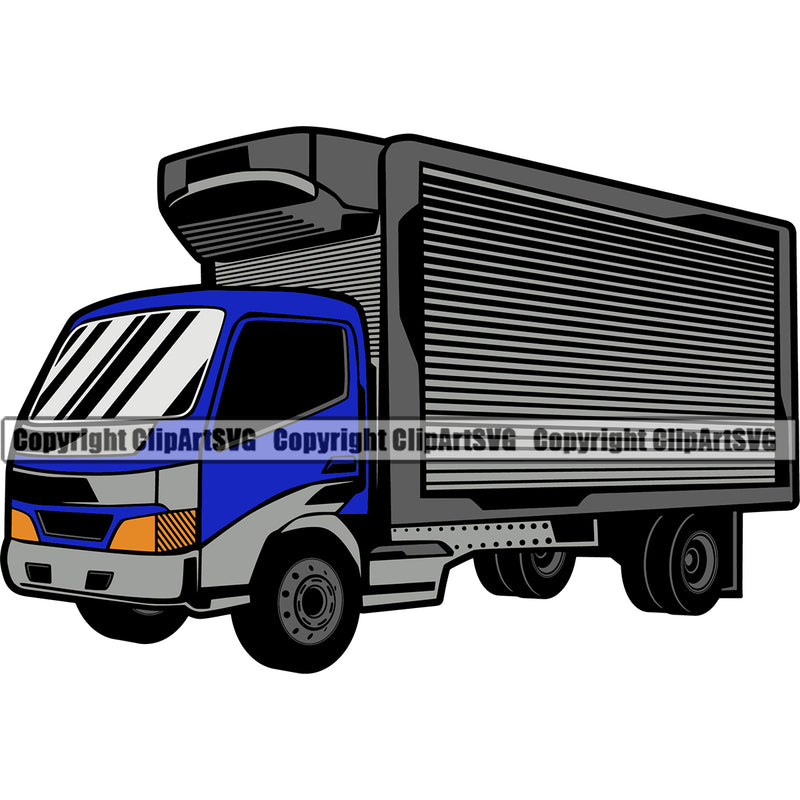 Transportation Truck Refrigeration Semi Tractor Trailer Big Rig 18 Wheeler Truck Driver Trucker Haul Hauler Delivery Moving Business Company Logo Clipart SVG