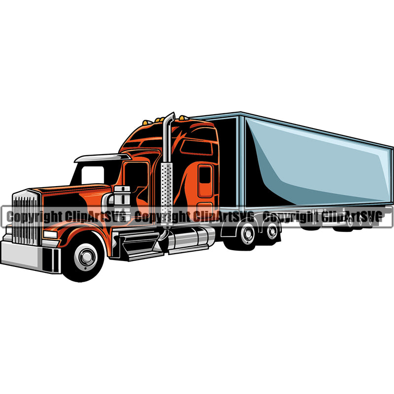Transportation Truck Semi Color Design Trucker Trucking Shipping Transport Cargo Commercial Vehicle Move Moving Business Company Logo Vector Clipart SVG
