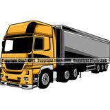 Transportation Truck Semi Yellow Color Design Tractor Trailer Big Rig 18 Wheeler Truck Driver Trucker Trucking Shipping Commercial Vehicle Move Moving Business Company Logo Clipart SVG