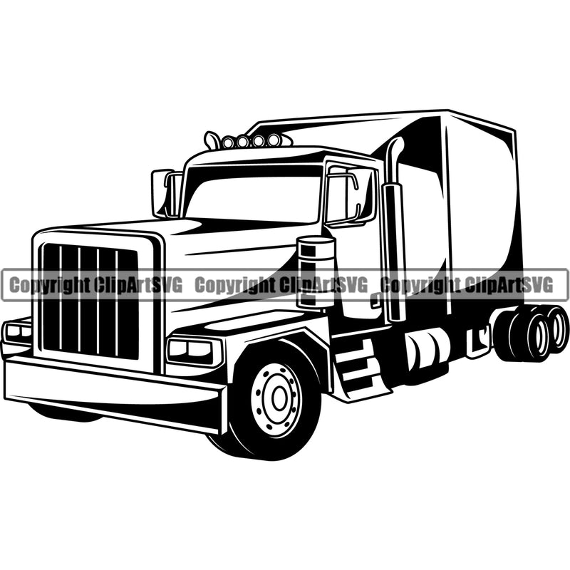 Transportation Truck Semi Design Trailer Big Rig 18 Wheeler Truck Driver Trucker Trucking Shipping Commercial Vehicle Move Moving Business Company Logo Clipart SVG