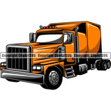 Transportation Truck Semi Yellow Color Design Commercial Vehicle Move Moving Business Company Logo Wheeler Truck Driver Trucker Trucking Shipping Transport Clipart SVG