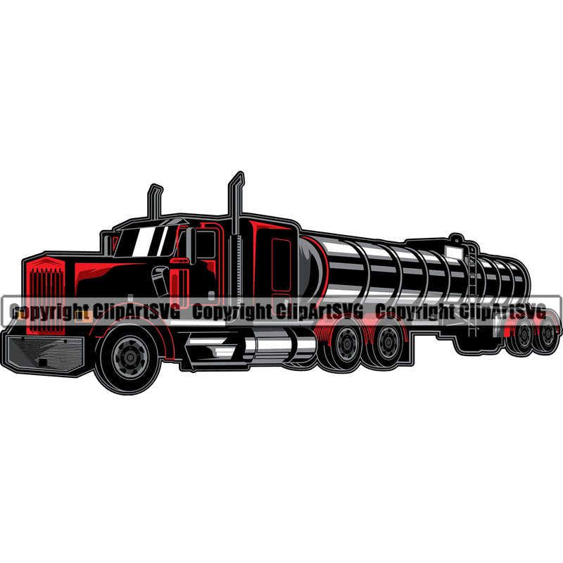 Transportation Semi Oil Gas Tanker Trailer Big Rig 18 Wheeler Truck Driver Trucker Trucking Shipping Transport Move Moving Business Company Logo Clipart SVG
