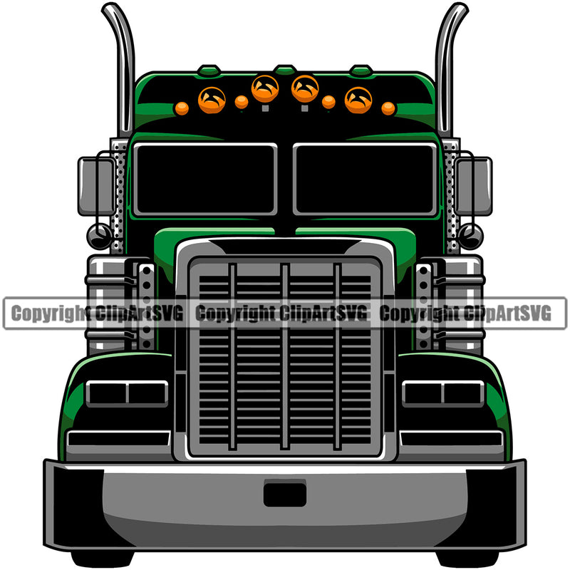 Transportation Truck Semi Black Color Design Element Commercial Vehicle Move Moving Business Company Logo Wheeler Truck Driver Trucker Trucking Shipping Transport Vector Clipart SVG