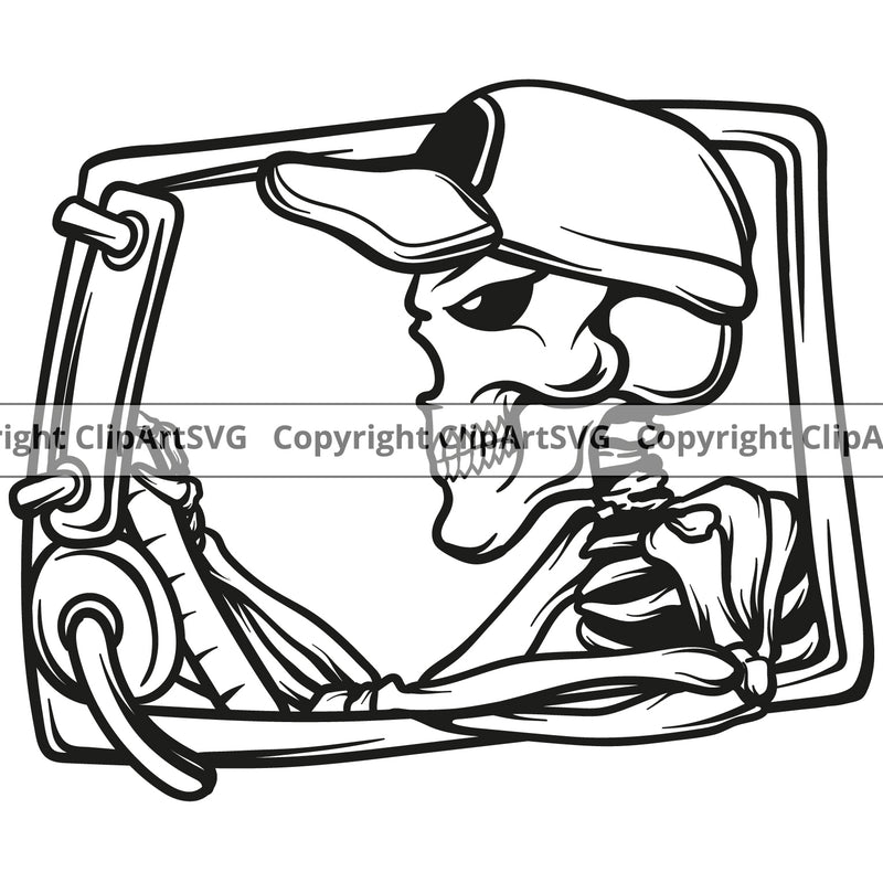 Transportation Truck Skull Vector Skeleton Design Head Truck Semi Tractor Trailer Big Rig 18 Wheeler Truck Driver Trucker Commercial Vehicle Move Moving Business Company Logo Cargo Clipart SVG