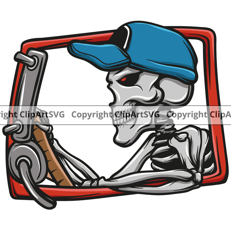 Transportation Truck Skull Vector Color Skeleton Design Head Truck Semi Tractor Trailer Big Rig 18 Wheeler Truck Driver Trucker Commercial Vehicle Move Moving Business Company Logo Cargo Clipart SVG