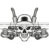 Transportation Truck Skull Vector Color Skeleton Design Head Truck Semi Tractor Business Company Logo Cargo Trailer Big Rig 18 Wheeler Truck Driver Trucker Commercial Vehicle Move Clipart SVG