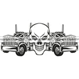 Transportation Truck Skull Design Skeleton Vector Commercial Vehicle Move Moving Business Company Logo Trailer Big Rig 18 Wheeler Truck Driver Trucker Trucking Shipping Transport Clipart SVG