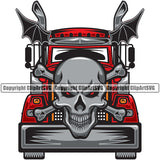Transportation Truck Skull Head Skeleton Design Commercial Vehicle Move Moving Business Company Logo Semi Truck Driver Cargo Tractor Trailer Big Rig 18 Wheeler Clipart SVG