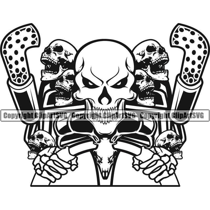 Transportation Truck Skull Head Skeleton Design Commercial Vehicle Move Moving Business  Rig 18 Wheeler Truck Driver Cargo Company Logo Semi Tractor Trailer Big Clipart SVG