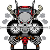 Transportation Truck Skull Color Skeleton Head Design Element Commercial Vehicle Move Moving Business  Truck Driver Trucker Trucking Shipping Company Logo Semi Tractor Trailer Big Rig 18 Wheeler Haul Hauler Clipart SVG