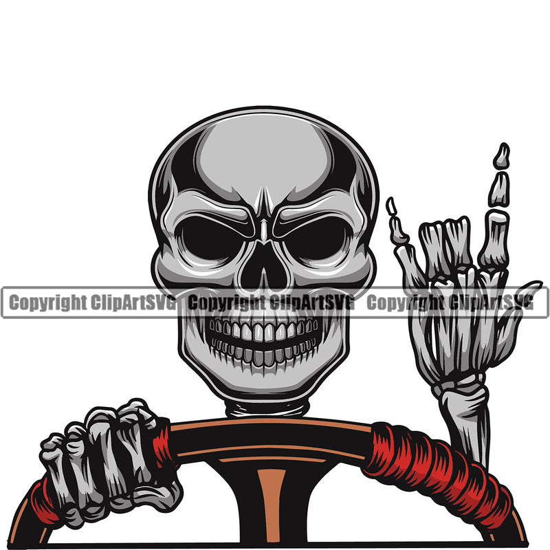 Transportation Truck Skull Color Skeleton Design Head Semi Tractor Trailer Big Rig 18 Wheeler Vector Trucking Shipping Transport Delivery Moving Business Company Logo Clipart SVG