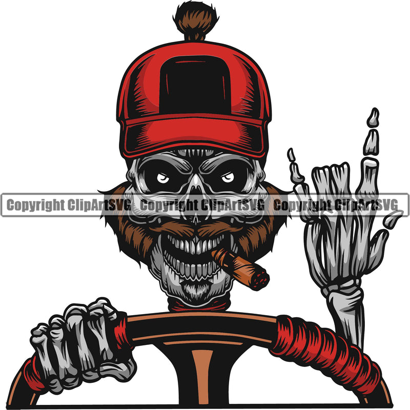 Transportation Truck Skull Color Head Skeleton Design Element Commercial Vehicle Move Moving Business Company Logo Semi Tractor Trailer Big Rig 18 Wheeler Trucker Trucking Shipping Clipart SVG