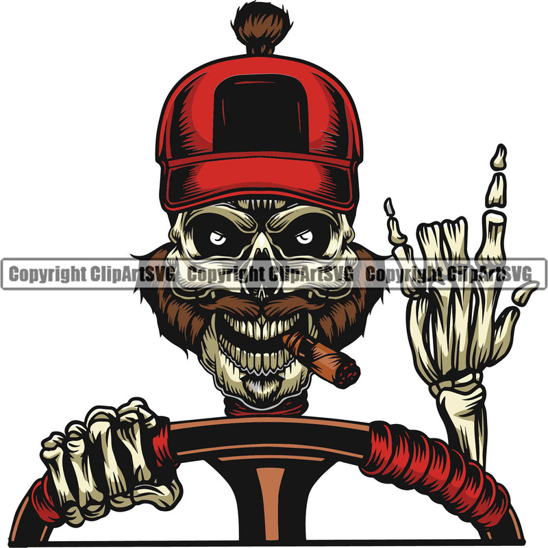 Transportation Truck Skull Head Skeleton Design Semi Tractor Trailer Big Rig 18 Wheeler Truck Driver Commercial Vehicle Move Moving Business Company Logo Cargo Vector Clipart SVG