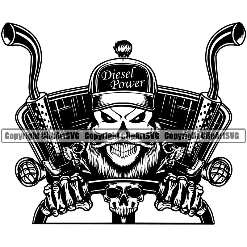 Transportation Truck Skull Black Logo Skeleton Design Driver Trucker Trucking Shipping Semi Tractor Trailer Big Rig Vector Cargo Move Moving Business Company Clipart SVG